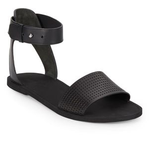 VINCE Sawyer Black Perforated Sandals Ankle Strap